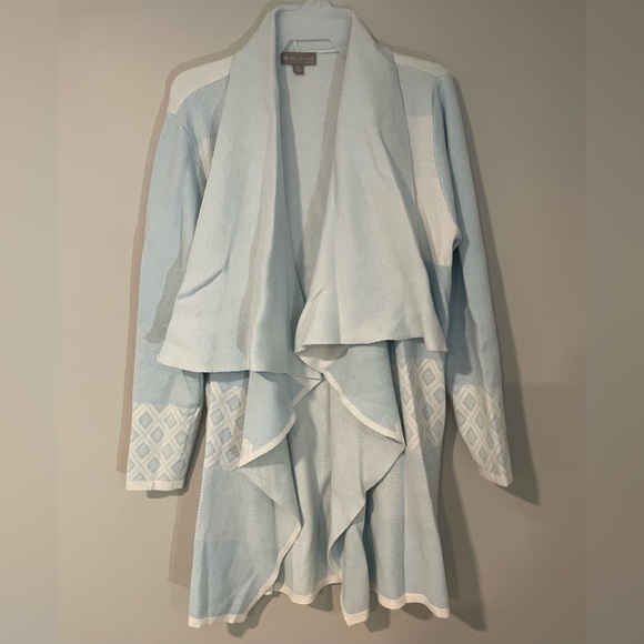 Evolution By Cyrus Chiana Graphic Open Drape Cardigan Size XL Blue **FLAWS** - Picture 4 of 14